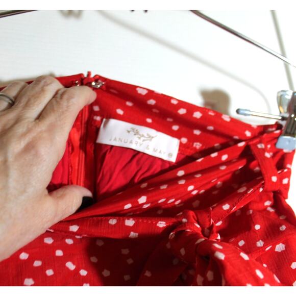 January & May Red Polka Dot Mini Skirt - Size M - Picture 3 of 4